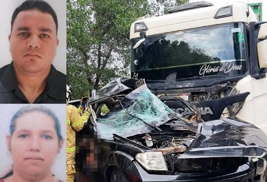 Caminhonete colide com carreta e deixa três mortos na BR418; adolescente e cachorro escapam