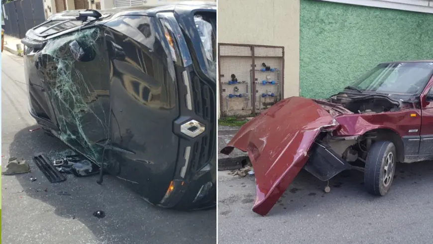 Carro capota em BH após ser atingido por suspeitos fujões"