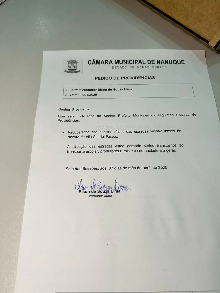 Vereador Elson  de Souza solta o verbo e faz pedidos inusitados: de estradas esburacadas a folga no aniversário!