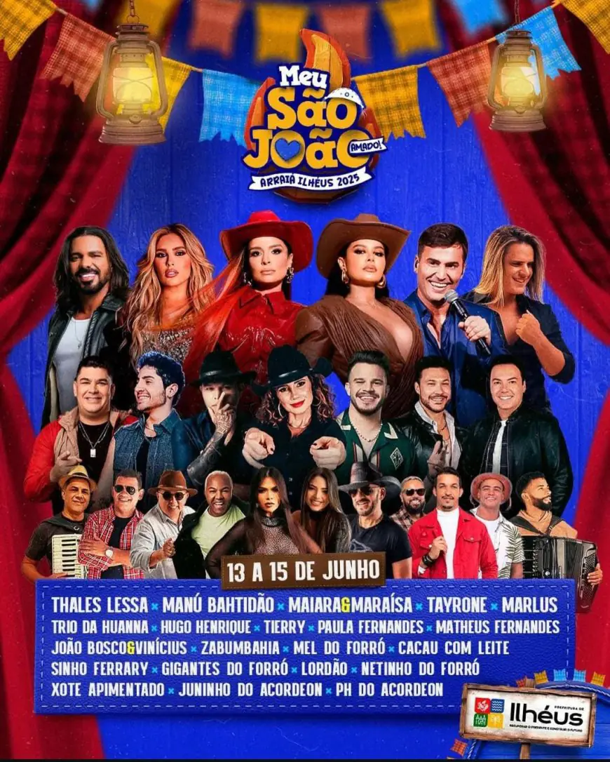 Ilhéus se prepara para o maior São João do sul da Bahia com shows de Maiara & Maraisa, Tayrone, Paula Fernandes e muito mais!